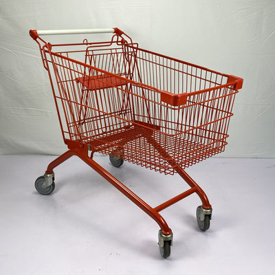 購入 白いハンドルTPRの車輪が付いている赤いスプレー180Lのヨーロッパの金属のショッピング トロリー カート online manufacture