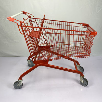 購入 大容量180Lの鋼鉄買物車のヨーロッパ式の赤い注文の買物をするトロリー カート online manufacture