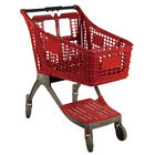 Red All Plastic Shopping Trolley Lightweight Supermarket Grocery Store Shopping Cart 220L
