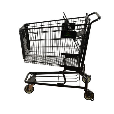 購入 超大容量ロゴの広告と荷を積むすべての黒い金属のショッピング トロリー110kgs online manufacture