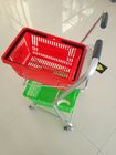 中国 スーパー マーケットの買物かごのトロリー、平らな足車の二重バスケットのショッピング トロリー 会社