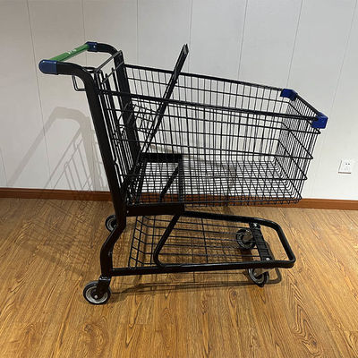 購入 Commercial Mesh Body Shopping Cart American Style Supermarket Trolley with Cup Holder オンライン製造