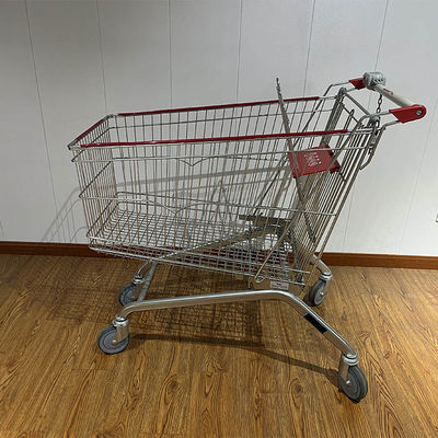 購入 275L Large Capacity Metal Trolley European Style Supermarket Trolley Hand-pushed With Foldable Double Child Seats オンライン製造