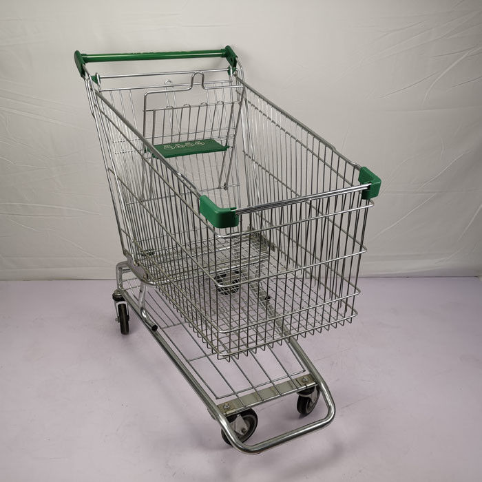 PU Wheels Grocery Shopping Trolley 210L Metal Shopping Cart With Beverage Chassis